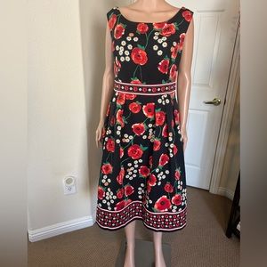 EVA MENDES Women’s Sleeveless Dress Floral Red Black White Yellow Size 8